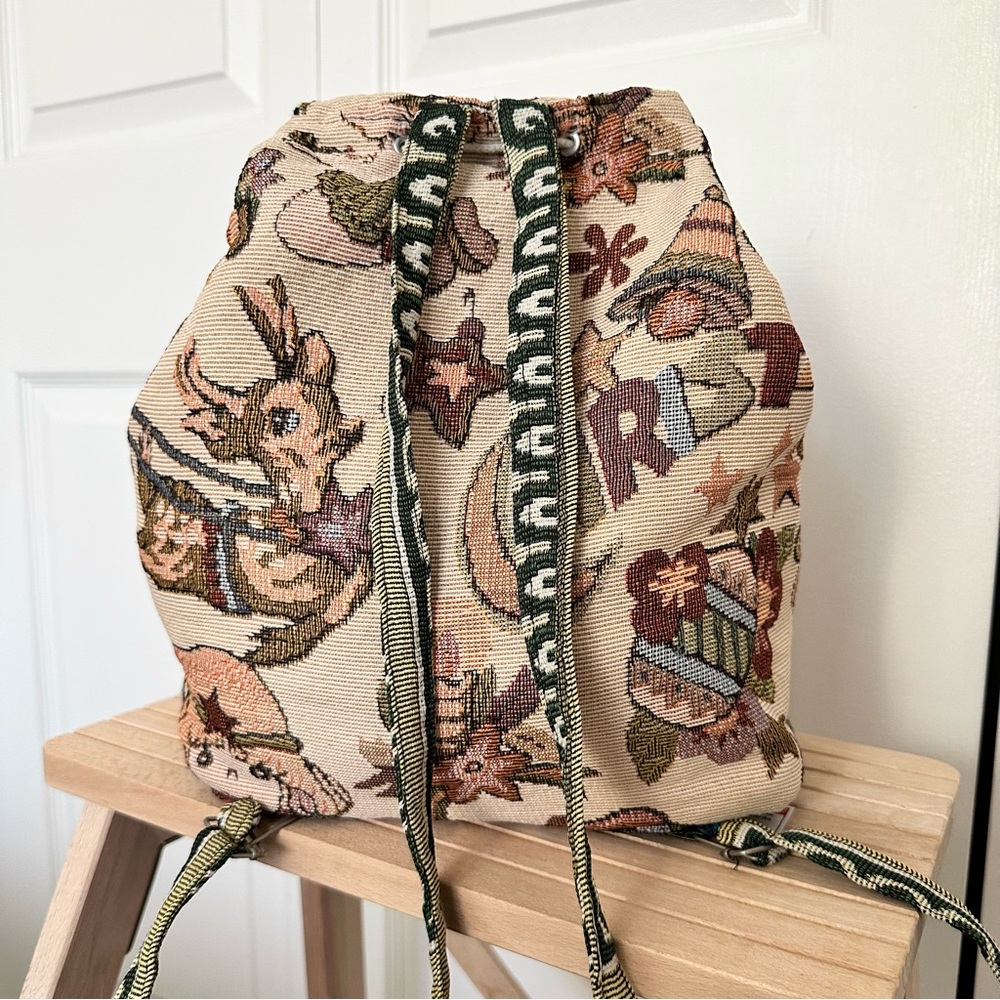 Vintage Tapestry Drawstring Backpack - image 2